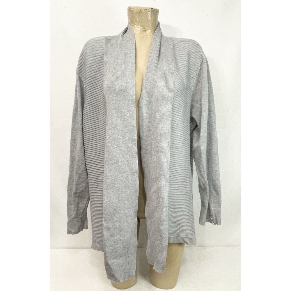 89th & Madison Cardigan Plus Size 2x 26” Gray Long Sleeve Knit Open Jacket